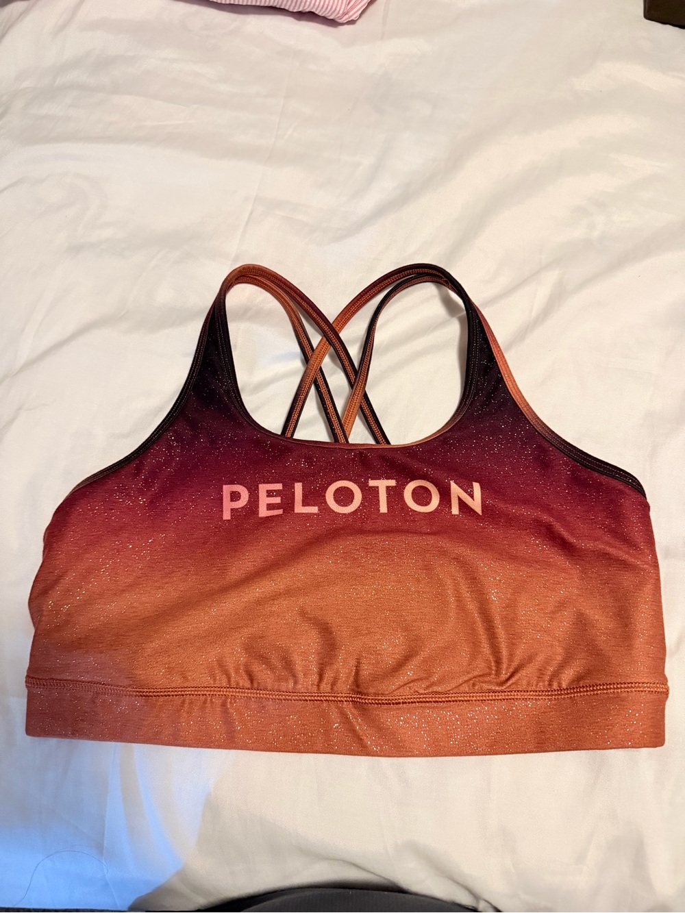 Peloton Gradient Crossback Sports Bra — Orange to Burgundy